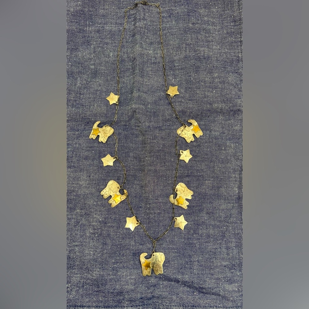 Dog Star Necklace Vintage Puppies Gold and Silver Tone Stars and Chain